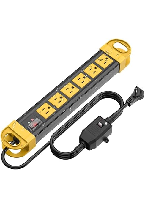 HHSOET GFCI Outdoor Power Strip Weatherproof, Waterproof Surge Protector 2700J with 6 Plug Extend...