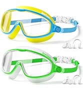 LEEIGGT 2 Pack Kids Swim Goggles, Anti-Fog UV Protection Swimming Goggles for Boys Girls Age 3-14...