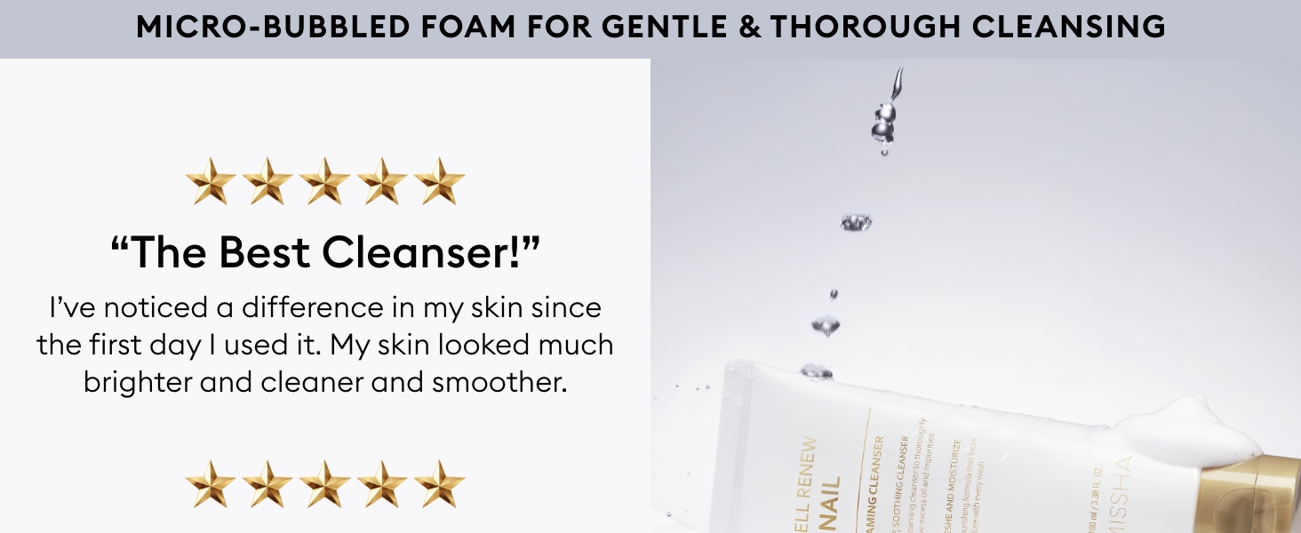 snail mucin, dense, rich, gentle, cleanser, cleaning, face wash, facial, smoothening, pore, smell