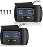 2PCS 72W 12V USB Outlet Panel Wall Mount, Dual PD3.0 Type C 36W*2 Quick Charge LED Car USB Chargi...