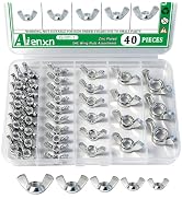 Aienxn 40PCS SAE Wing Nuts Assortment Kit, 5 Sizes- 5/32", 3/16", 1/4", 5/16", 3/8", Zinc Plated ...