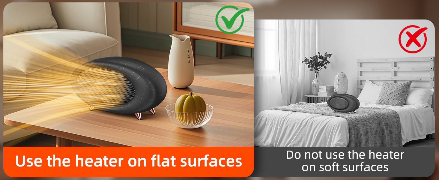 heater use on flat surface