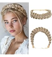 CJL HAIR Wide Elastic Braided Headbands for Women with Adjustable Strap Synthetic Hair Head Bands...