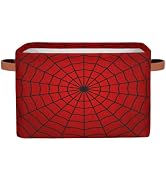 Ackutea Storage Bins Red Spider Web Large Collapsible Rectangle Shelf Closet Organizer Baskets fo...