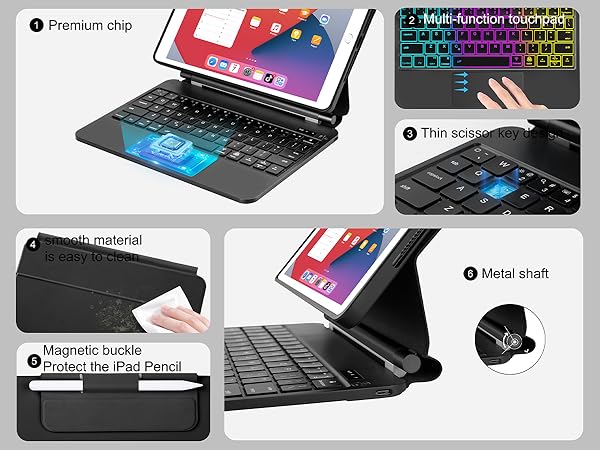 For iPad 9th 8th 7th Generation Keyboard Case