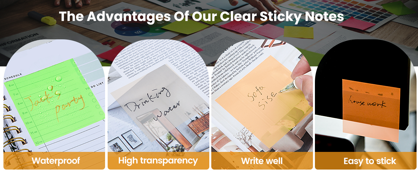 Features of transparent sticky notes
