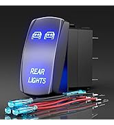 Rocker Switch Rear Lights,Laser Etched Toggle Switch ON/Off SPST 5Pin 12V 24V Switch Jumper Wires...