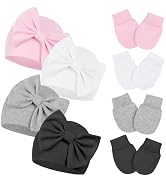 Century Star Newborn Girls Hats Baby Hat and Mitten Set Big Bow Knit Infant Headbands Winter Baby...