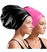 Extra Large Swim Cap for Braids and Dreadlocks Women Men, Waterproof Silicone Pool Swimming Cap f...