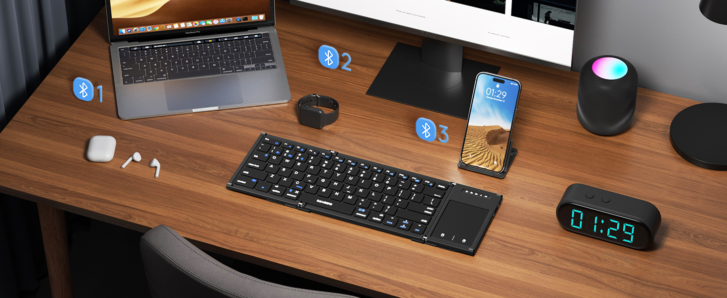 Multi-channel Bluetooth foldable keyboard