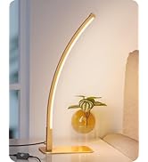 EDISHINE Curved LED Table Lamp, Modern Bedside Lamp with 3 Color Temperature & Stepless Dimming, ...