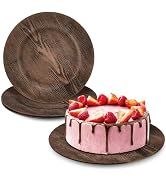 BURIUS Plastic Wood Charger Plates Set of 4 Chargers In Bulk Rustic Wood Round Table Charger Wedd...