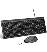 Wireless Keyboard and Mouse Combo for Desktop Mac iPad Bluetooth 2.4 Ghz Rechargeable Silent Clic...