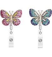 2Pcs Retractable Badge Holder Reel with Bling Diamond,Nurse Badge Holder Reels with Swivel Alliga...
