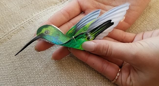 Realistic multi-colored double sided hummingbird window clings for glass to prevent bird strikes