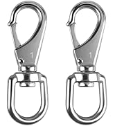 KINLINK 304 Stainless Steel Swivel Snap Hooks, 2 Pack 3.5 Inch Flag Pole Clips, Heavy Duty Spring...