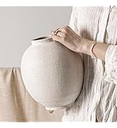 Large White Ceramic Vase - 9.8 Inch Rustic Farmhouse Vase for Home Decor, Minimalist Tall Vases f...