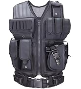 SAMSIER Airsoft Vest Adult Adjustable S-XXXXL, Tactical Vest for Men Lightweight Breathable 600D ...