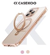 CASEKOO iPhone 16 Pro Max Case Stand Ring MagSafe Protection Clear Back Gold