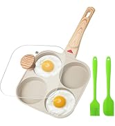 MyLifeUNIT Egg Pan, 4-Cup Egg Frying Pan with Lid, Nonstick Aluminium Alloy Egg Cooker for Breakf...
