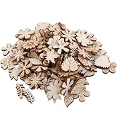 100 Pcs Unfinished Wooden Flower Wood Slice Leaf Pattern Wood Cutouts Pieces Mini Wooden Handmade...