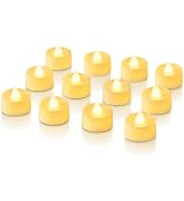 Raycare 12 Pack Tea Lights with Timer, 6H Timer Built-in, Flameless Battery Operated Tea Lights i...