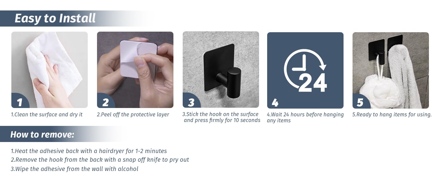 hwo to intall adhesive hooks and remove