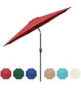 HealSmart 9ft Patio Push Button Tilt/Crank, Outdoor Table Market Yard Umbrella with 8 Sturdy Ribs...