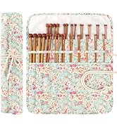 Aeelike 18 Pairs Bamboo Knitting Needles Set - 14 Inches Wooden Knitting Needles Single Point wit...