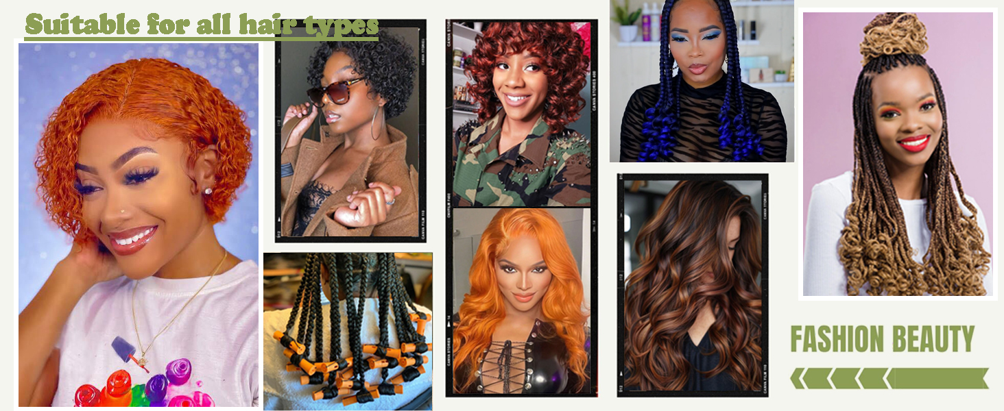 Perm Rods Set for Natural Hair Orange Plastic Cold Wave Rods Hair Curling Rollers