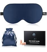Silk Sleep Mask Eye Cover, 100% Mulberry Silk Women Men Eye Mask for Sleeping Blackout with Adjus...
