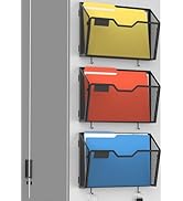 Docnest 3 Pack Magnetic Wall Mounted File Holders,Mesh Letter Organizer with Hooks, Magnetic Hang...