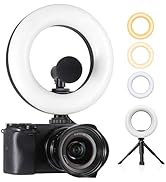 Ulanzi LED Video Light, 6.4" On Camera Ring Light Bi-Color Dimmable 3200-5600K, Built-in 2000mAh ...