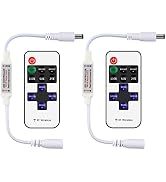 RGBZONE 2 Pack Mini RF LED Dimmer, Single Color Controller for 5050 3528 5630 Strip Lights, DC5V/...