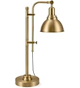 VONLUCE Rustic Desk Lamp Brass Adjustable, Industrial Style Metal Task Lamps 25"-29", Vintage Wor...