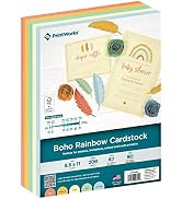 PrintWorks Boho Rainbow Cardstock, 5 Assorted Colors, Solid Core, 200 Sheets, 8.5” x 11” (00605)