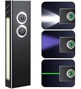 Zewdov 1300LM EDC Pocket Flashlight, 5-in-1 (Spotlight/UV/Green Beam/Floodlight/Red LED) Recharge...