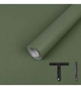 LXCREAT Green Matte Peel and Stick Wallpaper, Green Solid Color Removable Self Adhesive Wall Pape...