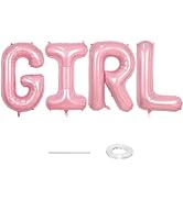 40 Inch Pastel Pink GIRL Balloons, Large Pearl Pink Girls Balloon Letters, Light Pink GIRL Mylar ...