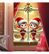 BlissYard Elf Theme Christmas Window Cover Banner 31x47 Cloth | Xmas Curtain Holiday Poster Winte...