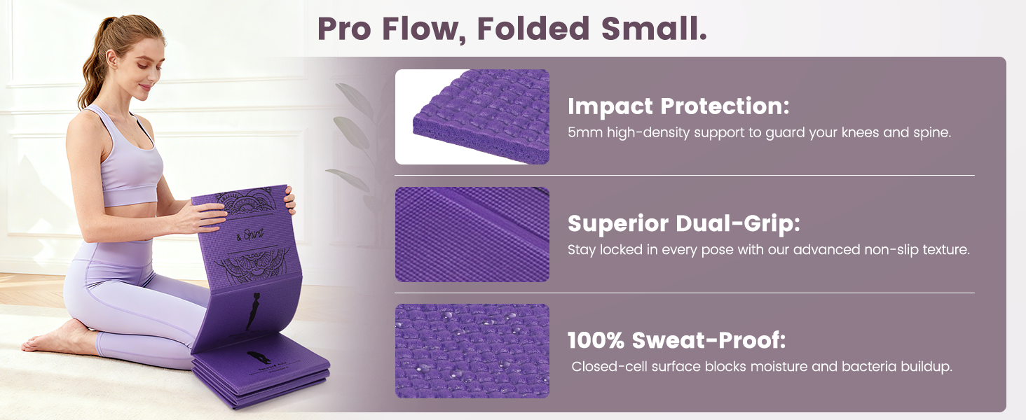 Alignment Guide Mat: Stay in form with printed posture guides. Perfect for beginners and pros.