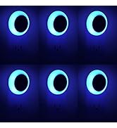 KINUR 6 Pack Blue, LED Night Lights Plug into Wall with Dusk to Dawn sensors, Plug in Night Light...