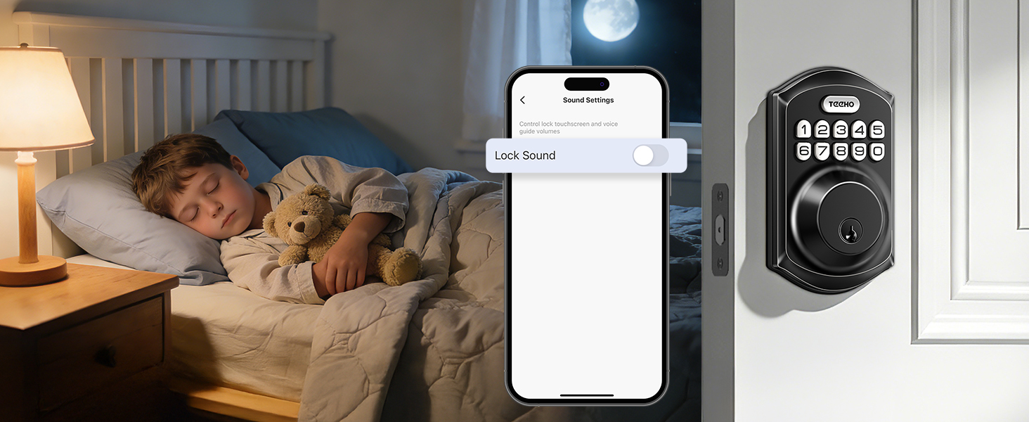 Silent Mode mutes the lock’s beeps, letting you lock/unlock quietly without disturbing others.