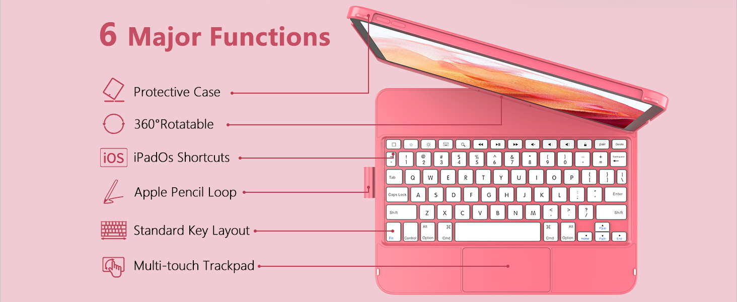 ipad 11th gen keyboard case pink 33