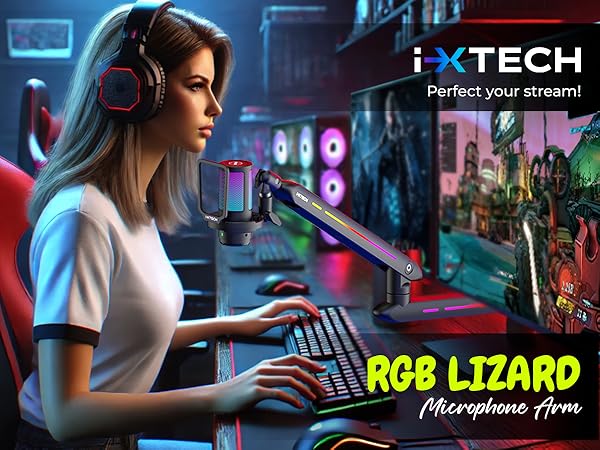 White cable management podcast equipment mic stand gaming accessories microphone pc arm home office