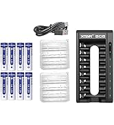 XTAR BC8 Battery Charger with 8 Pack Rechargeable 1.5v Lithium Rechargeable Batteries Charger(BC8...