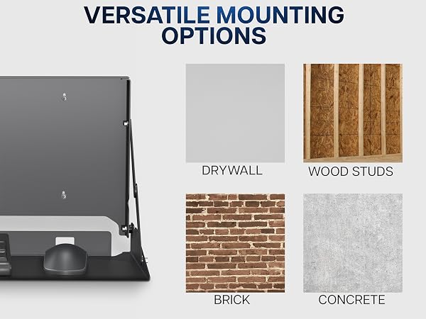 Flip Down Keyboard Tray Wall Mount mounting options