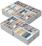 Simple Houseware Closet Underwear Organizer Drawer Divider Assorted 7 Pieces, Gray