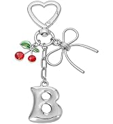 Snycler Bubble Initial Keychain for Women, Gold Letter Charm with Cherry & Bow, Cute Bag Accessor...