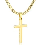 Gnamy Cross Necklace for Men Boys Stainless Steel Bible Verse Cross Pendant with Cuban Link Chain...